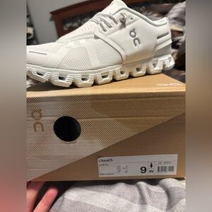 On Running Cloud 5 All White Women's Athletic Shoes